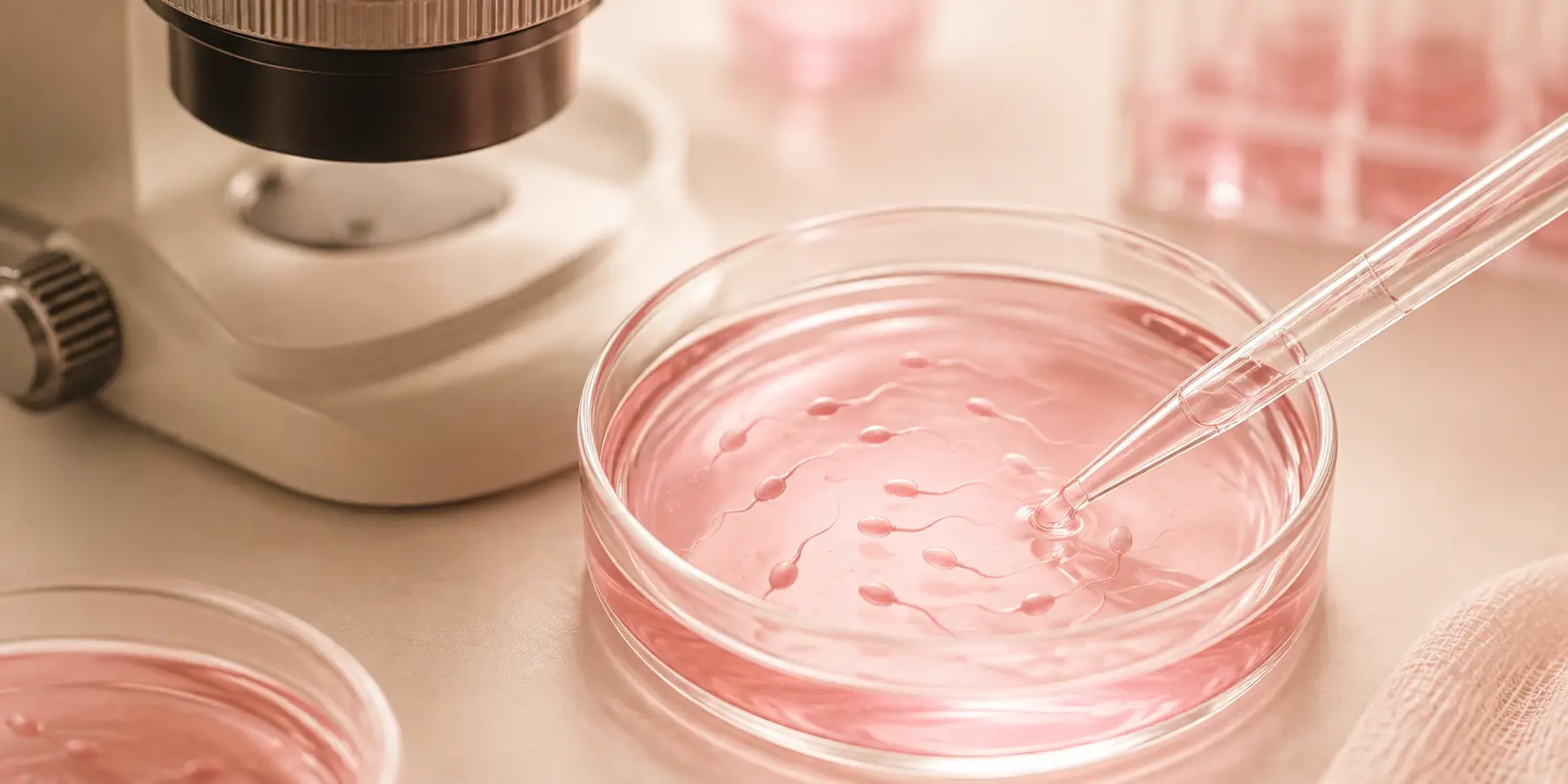 Laboratory visual showing sperm evaluation in a fertility lab setting