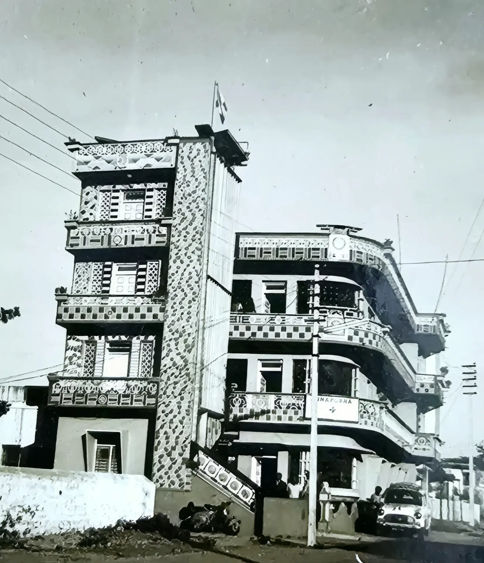 Archival exterior view of Annapurna Maternity Home building