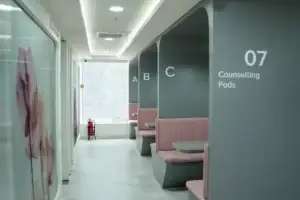 Counselling pods at Khushi Fertility & IVF Centre, Bengaluru