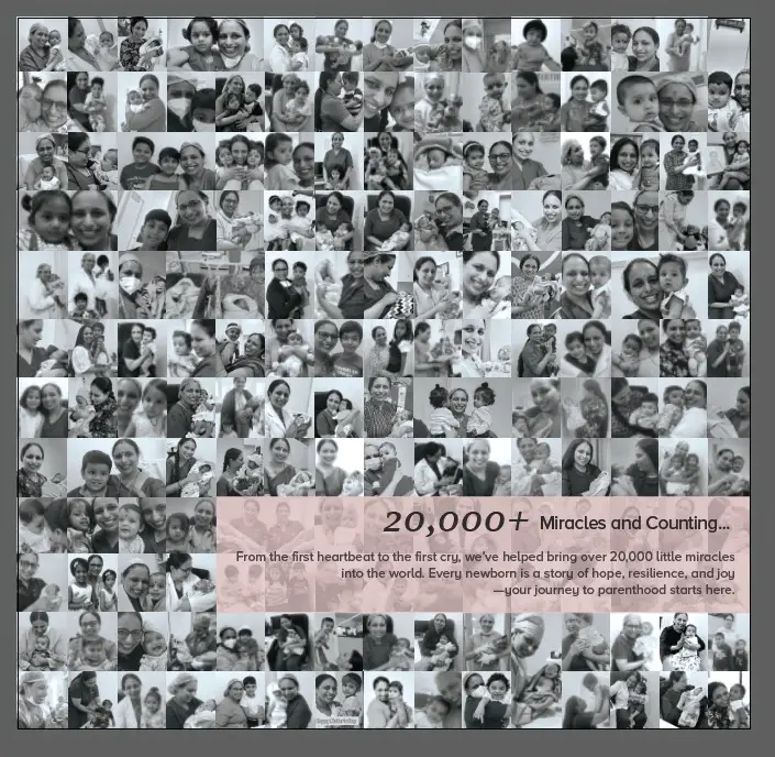 Collage of families and babies representing fertility and parenthood journeys supported by Khushi Fertility & IVF Centre in Bangalore